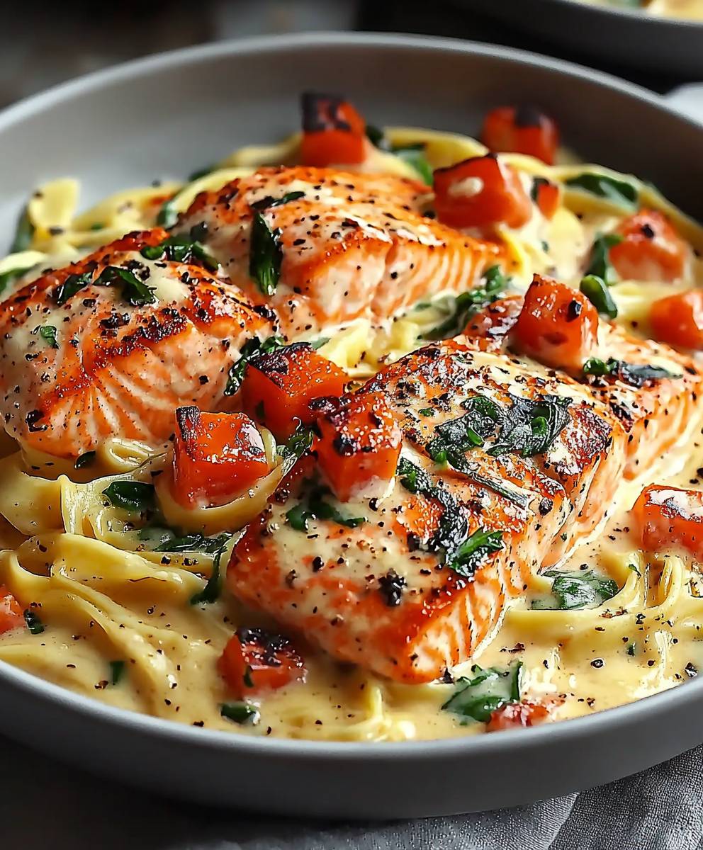 Salmon Florentine dish
