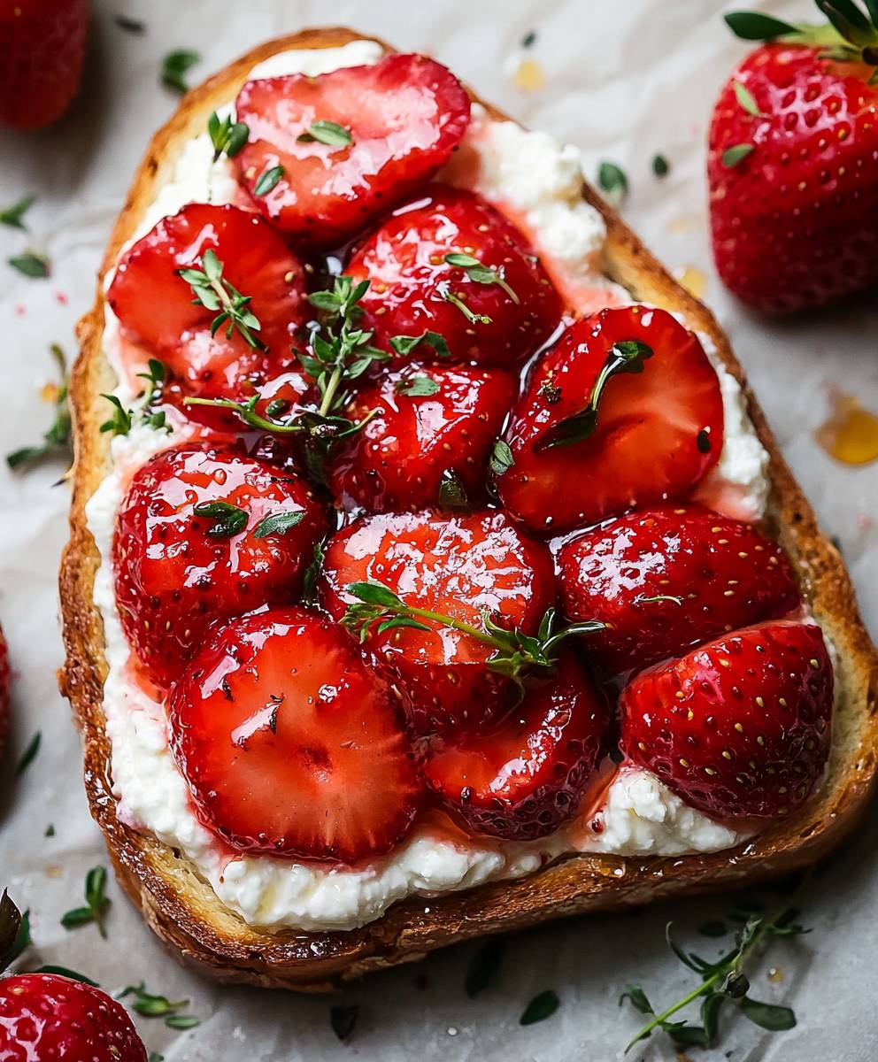 Roasted Strawberry Ricotta Toast