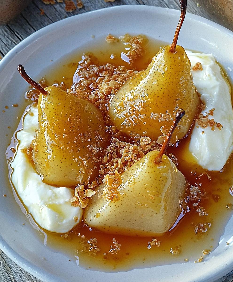 Honey Poached Pears Dessert