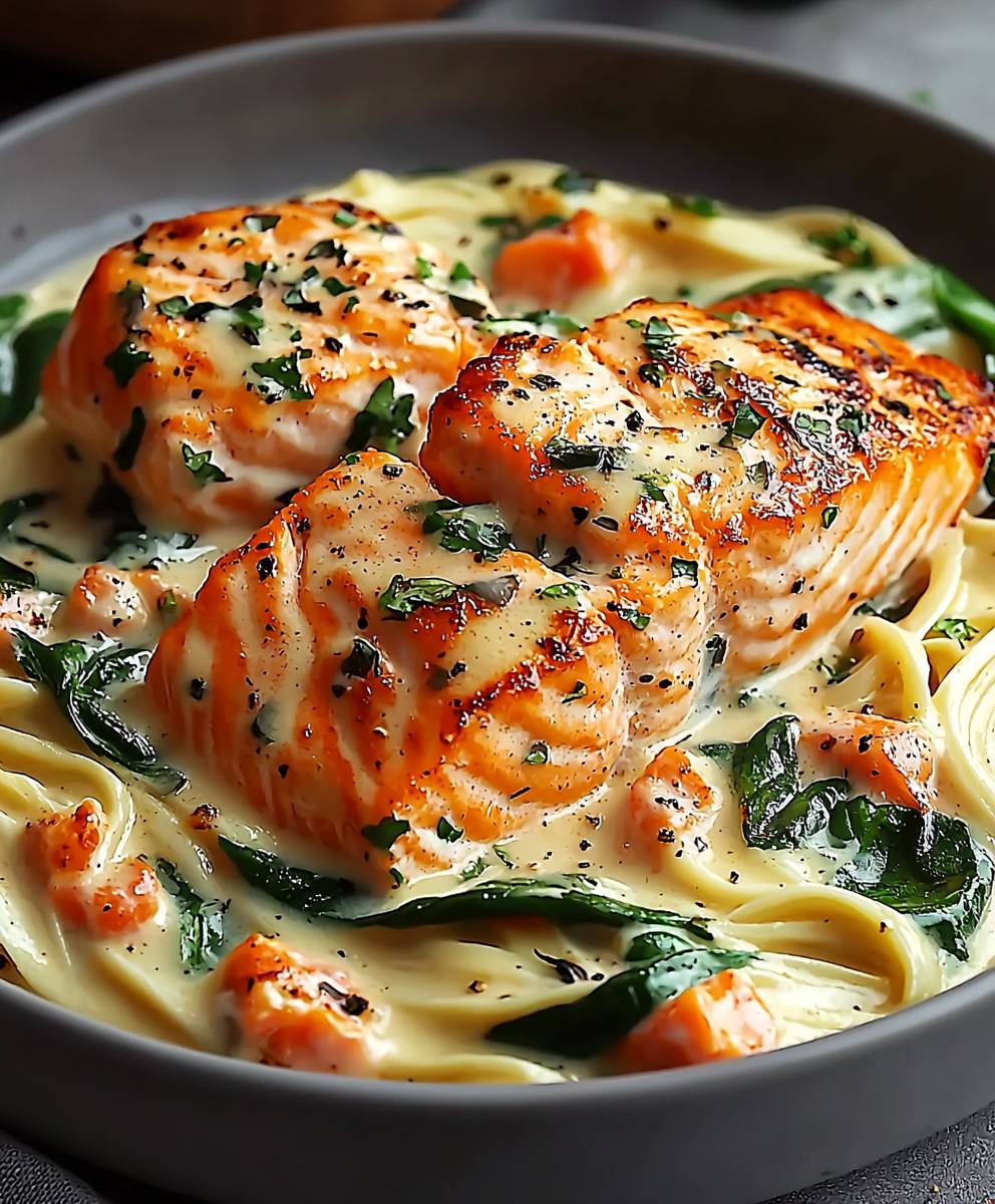 Salmon Florentine dish