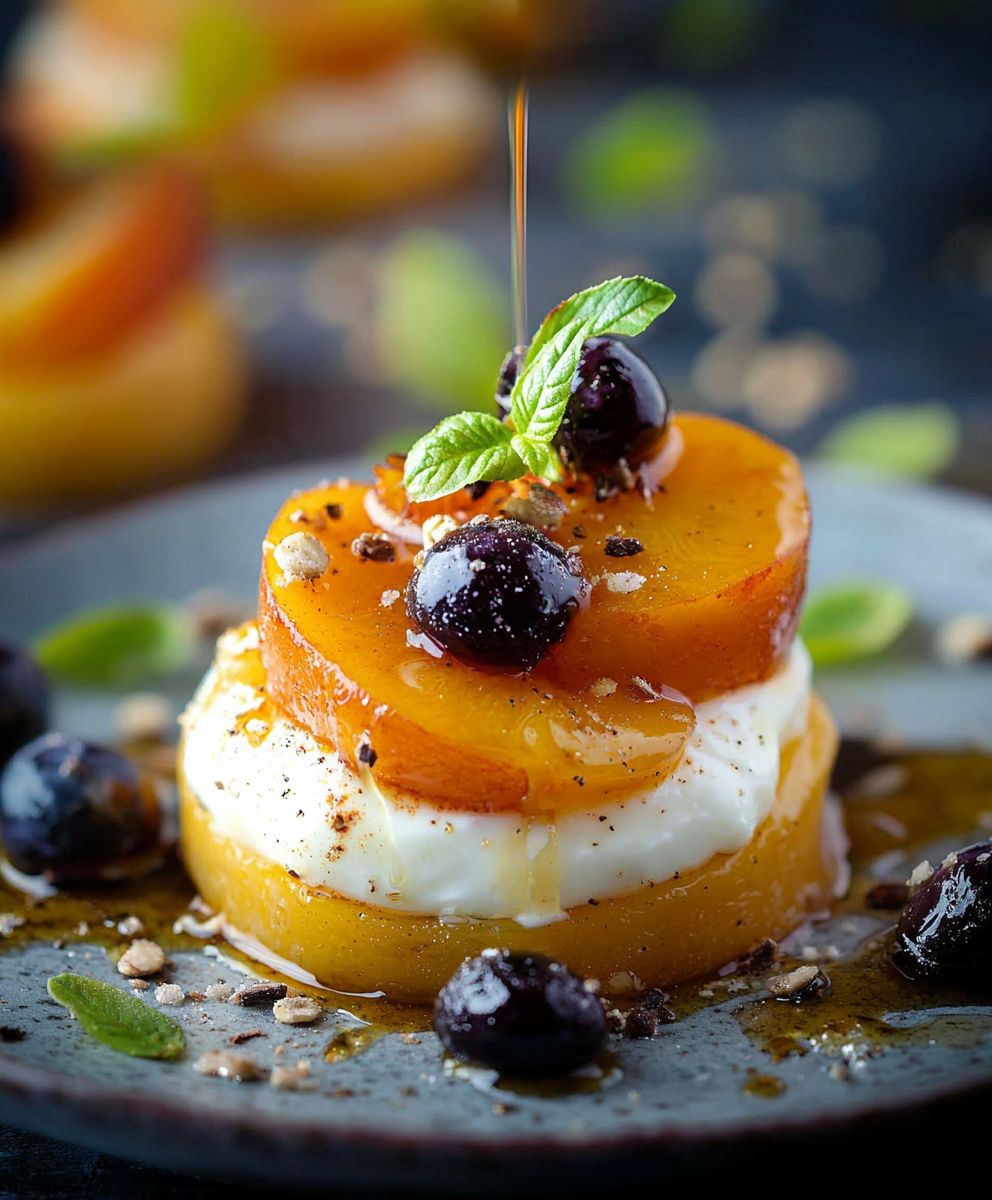 Pan Seared Peaches Yogurt