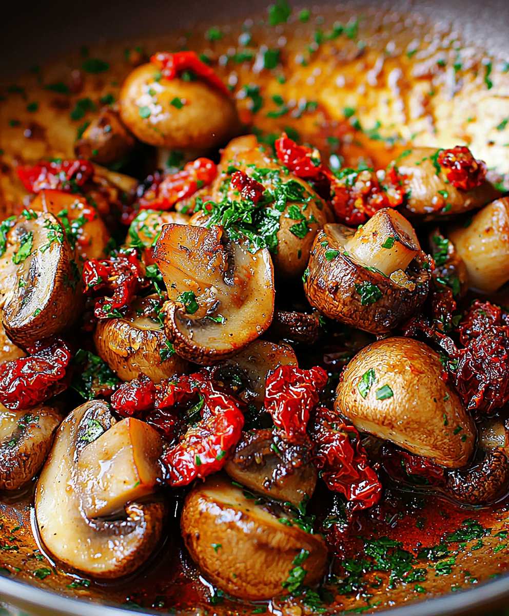 Garlic Mushrooms Sun-Dried Tomatoes