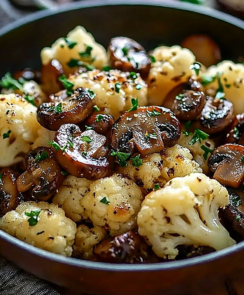 Garlic Cauliflower Mushroom Skillet