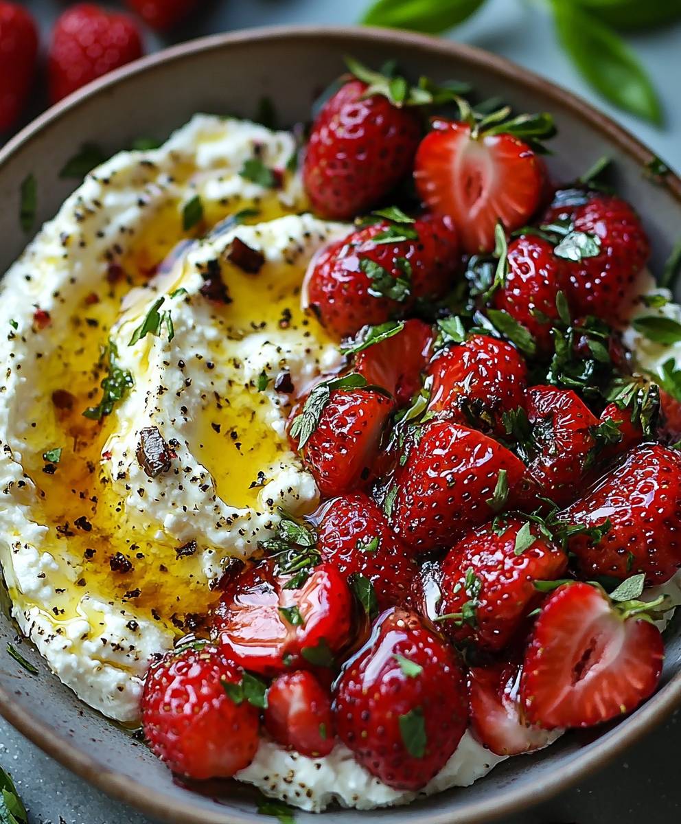 Whipped feta roasted strawberries