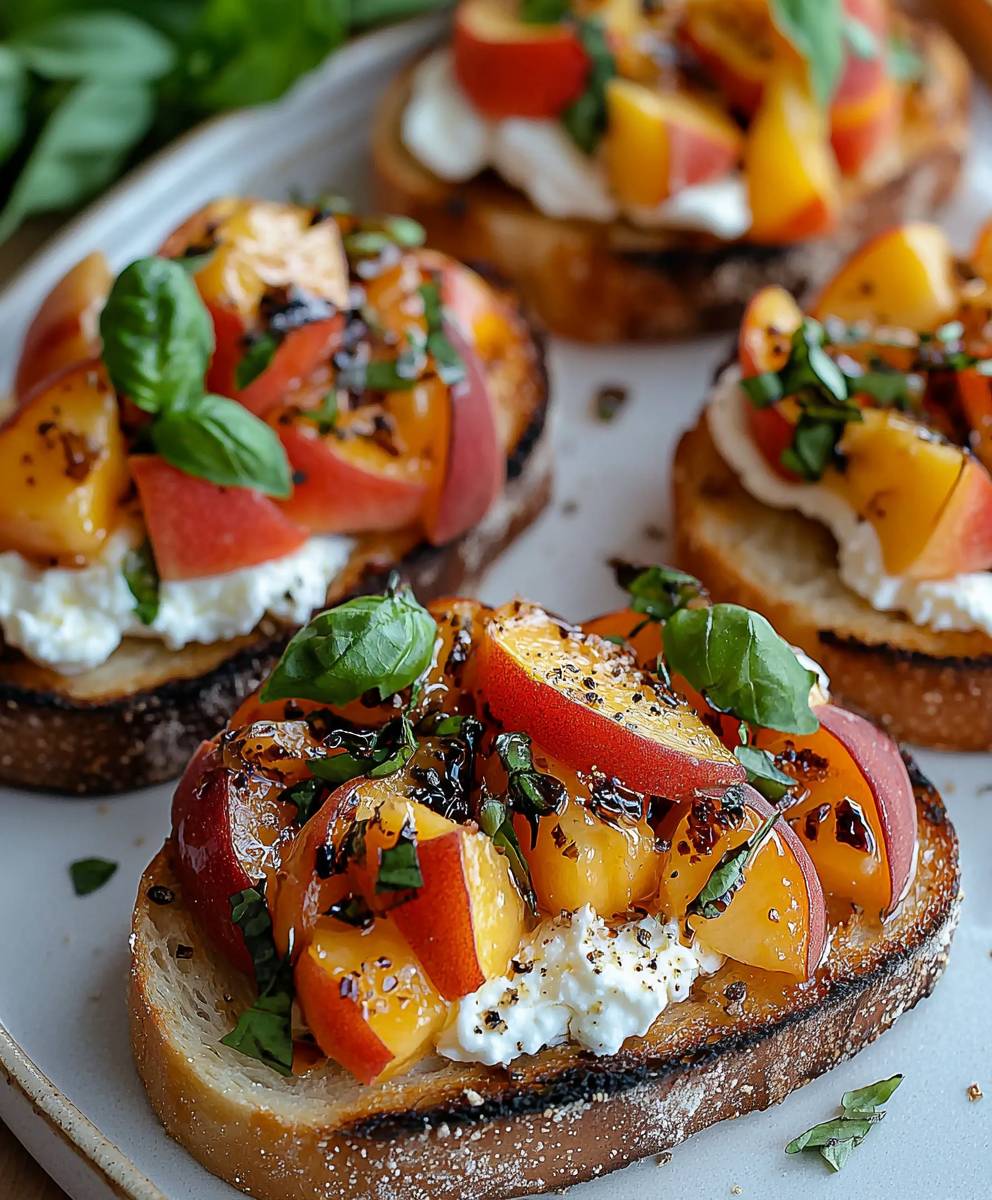 Peach Bruschetta Whipped Ricotta