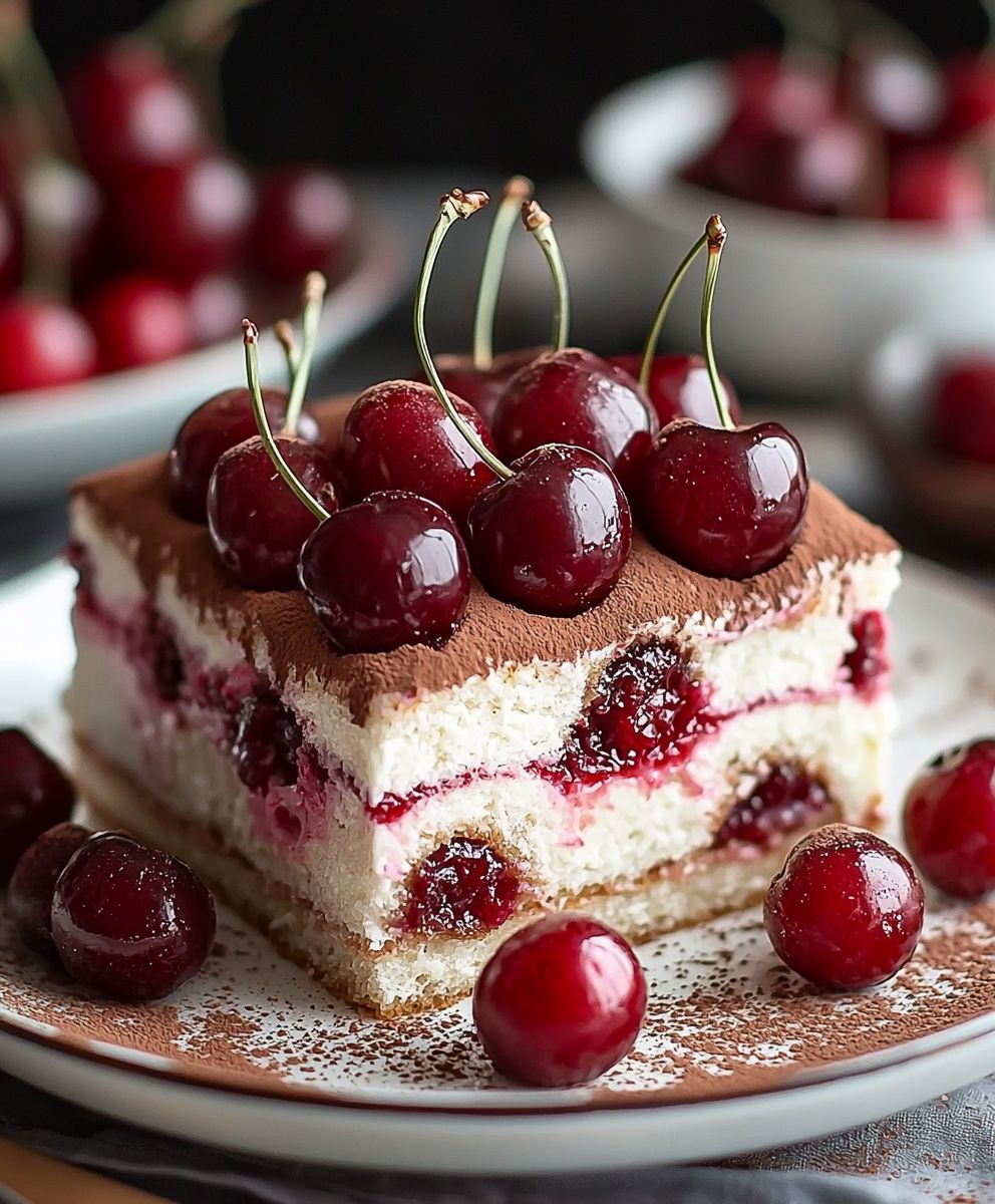 Cherry Amaretto Tiramisu dessert