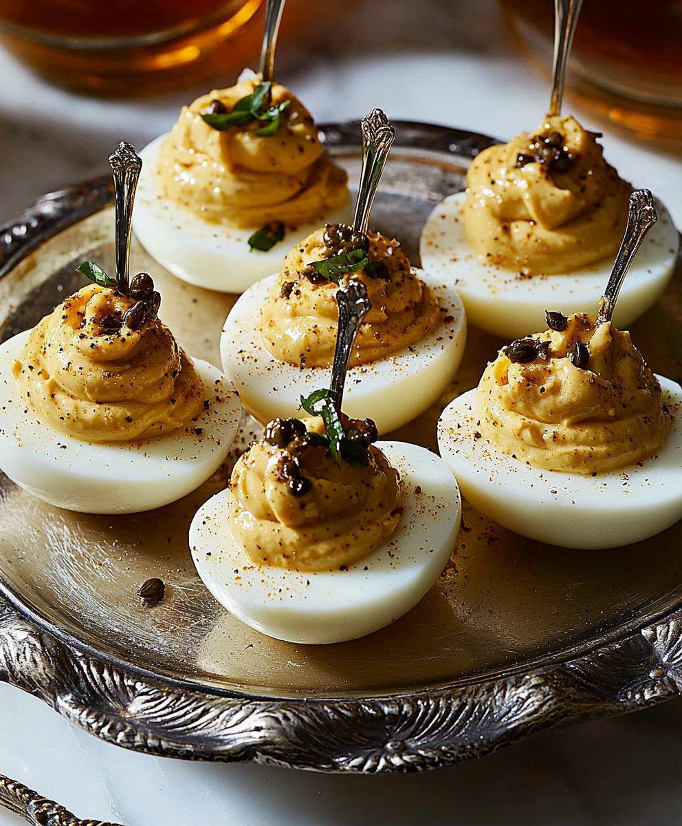 Dirty Martini Deviled Eggs