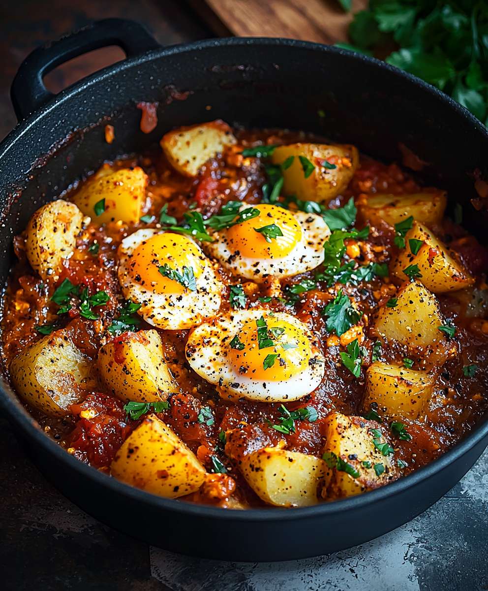 Spicy eggs and potatoes