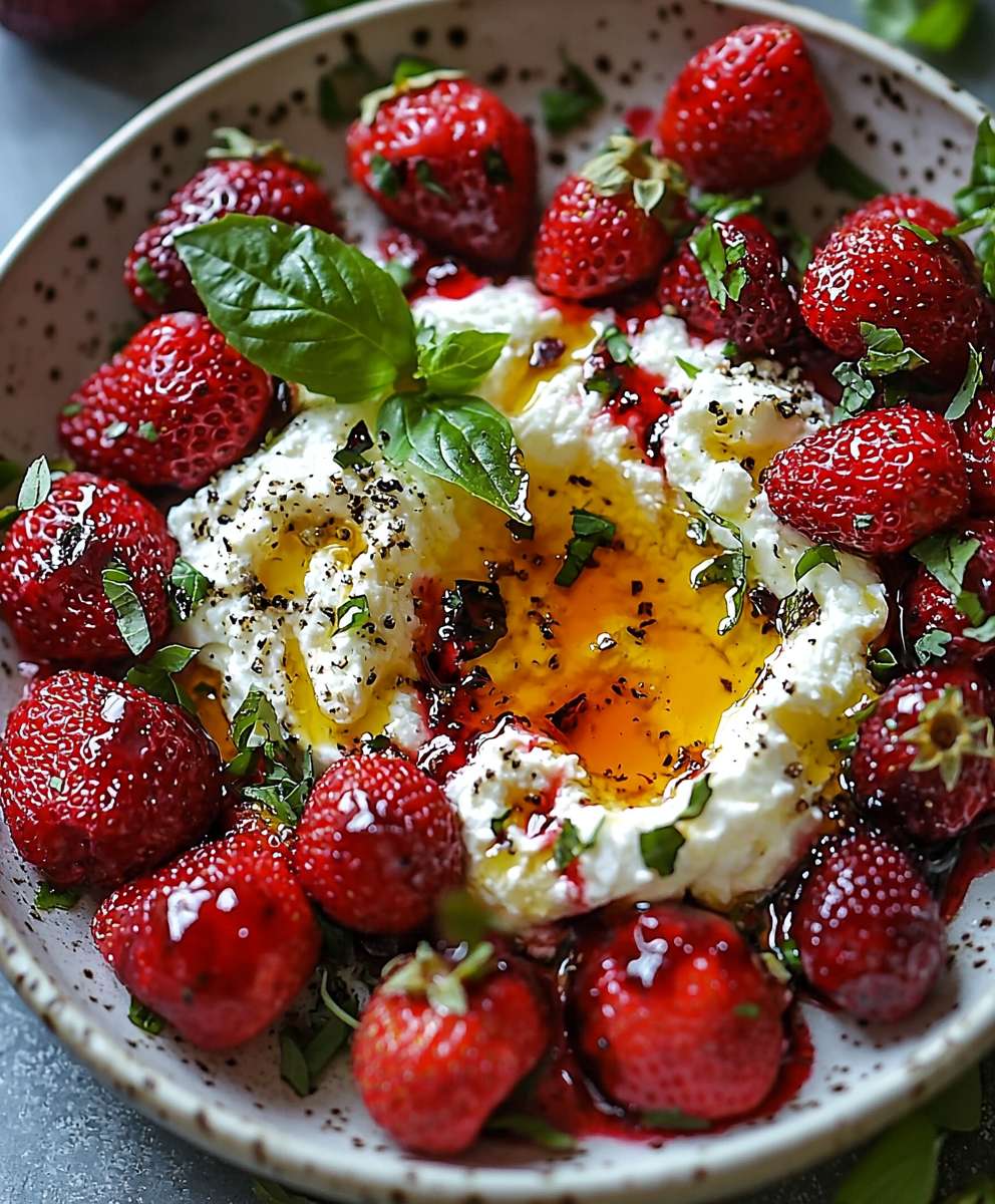 Whipped feta roasted strawberries