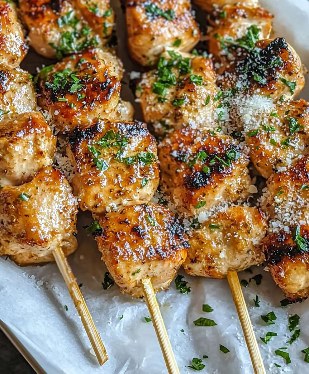 Garlic Parmesan Chicken Skewers