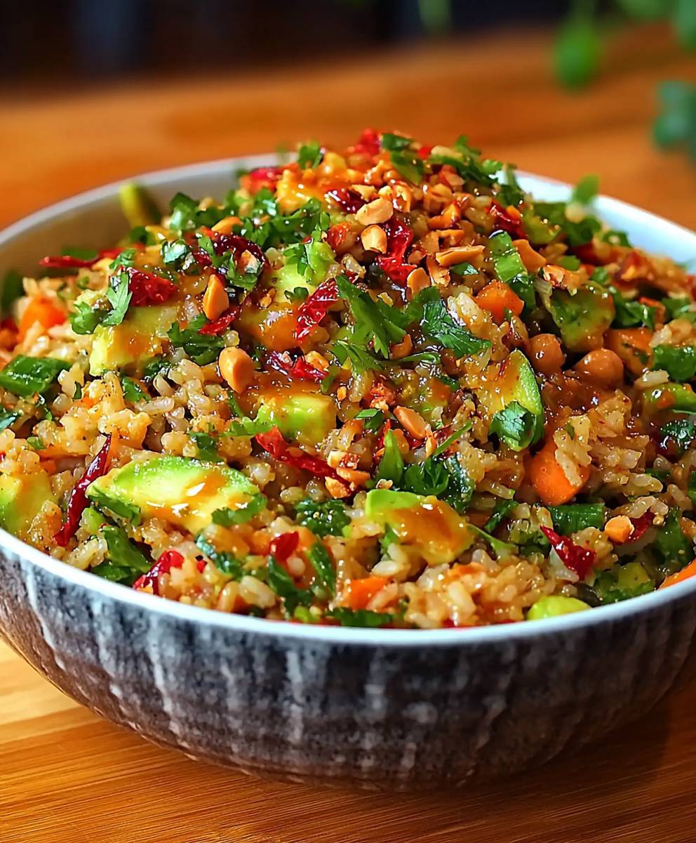 Knuspriger Reissalat Erdnuss Chili