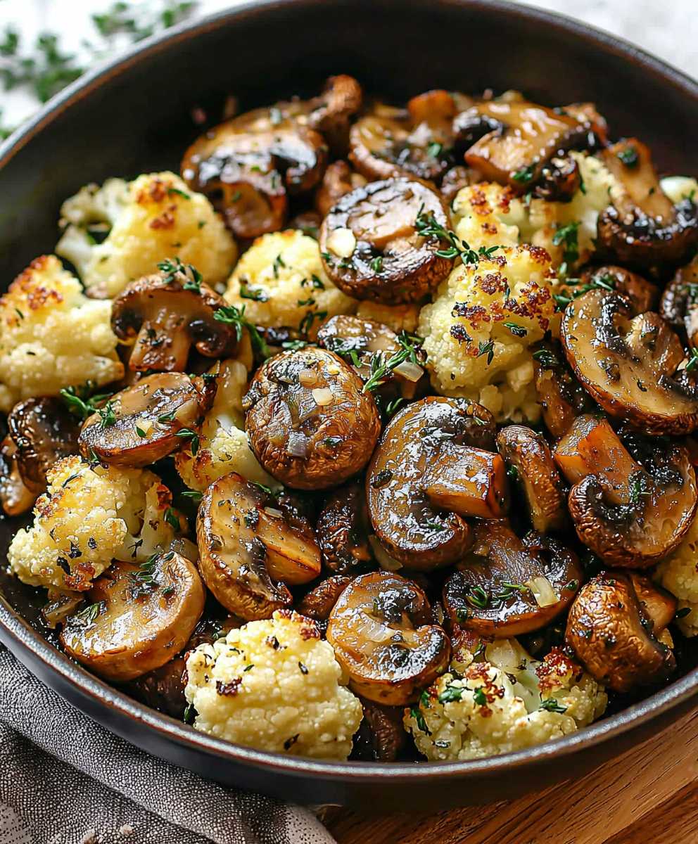Garlic Mushrooms Cauliflower Skillet