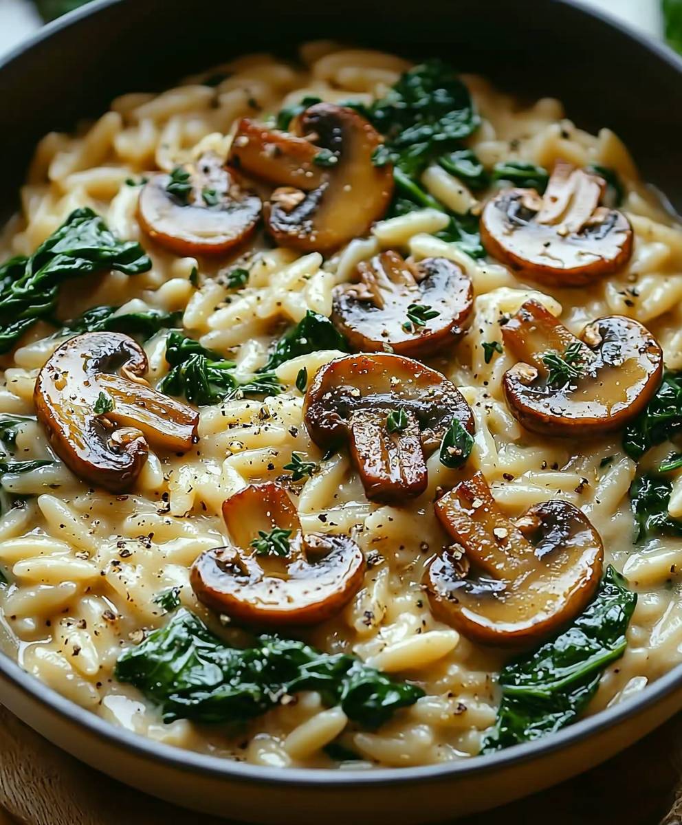 Mushroom Spinach Orzo