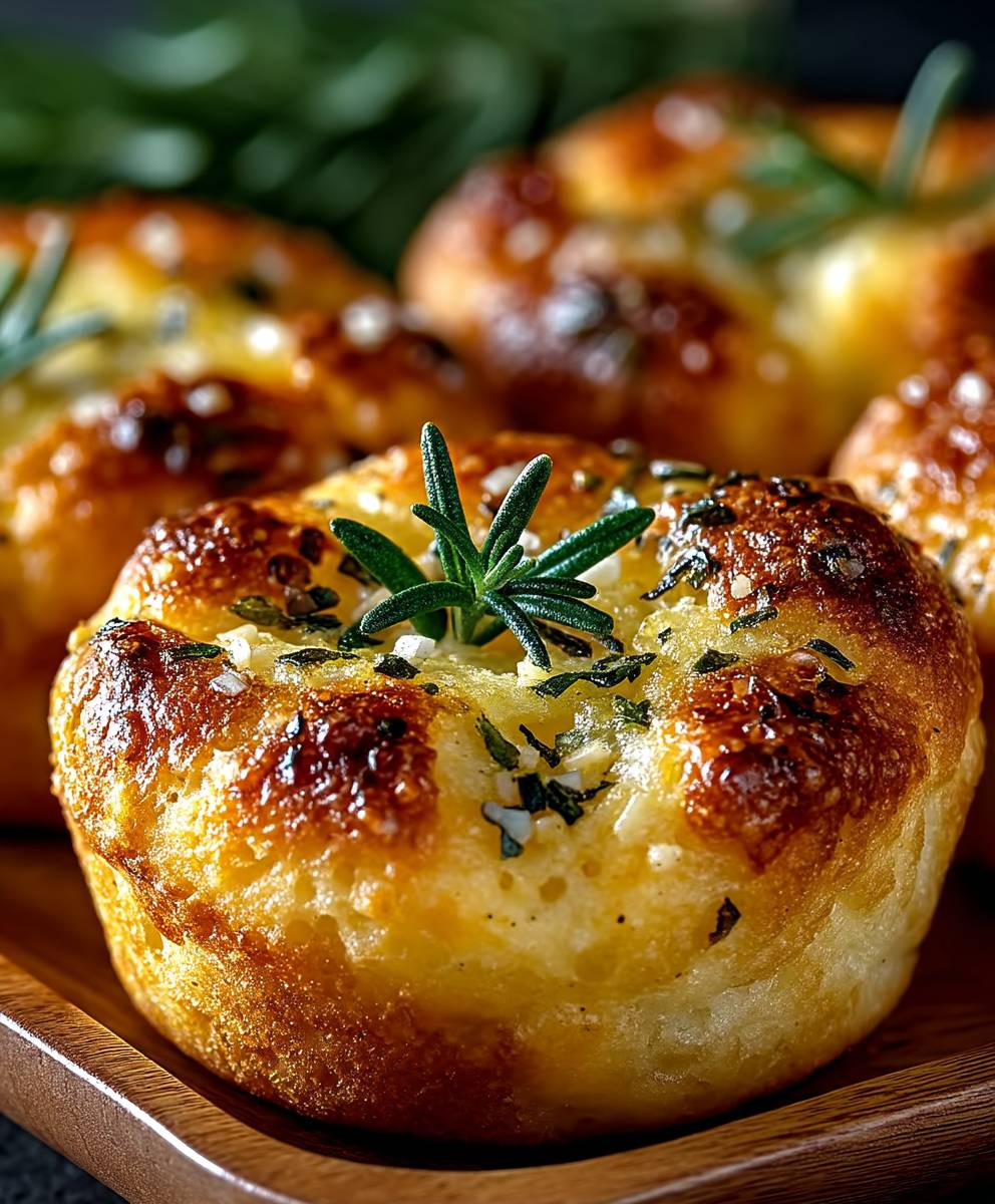 Garlic Rosemary Focaccia Muffins