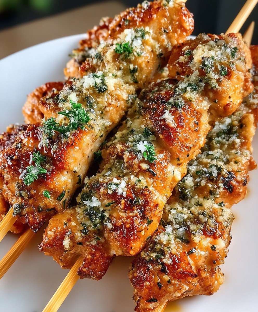 Garlic Parmesan Chicken Skewers