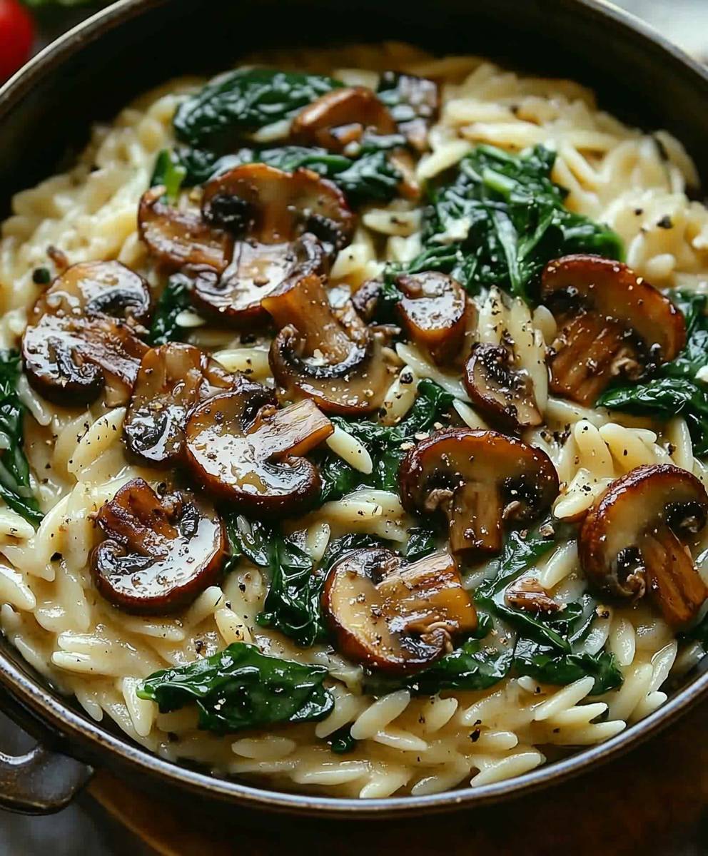 Mushroom Spinach Orzo
