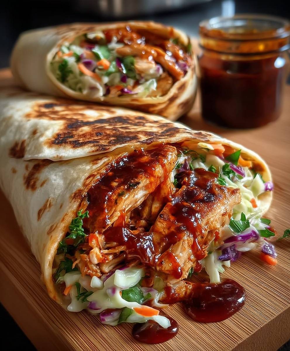BBQ Chicken Coleslaw Wraps