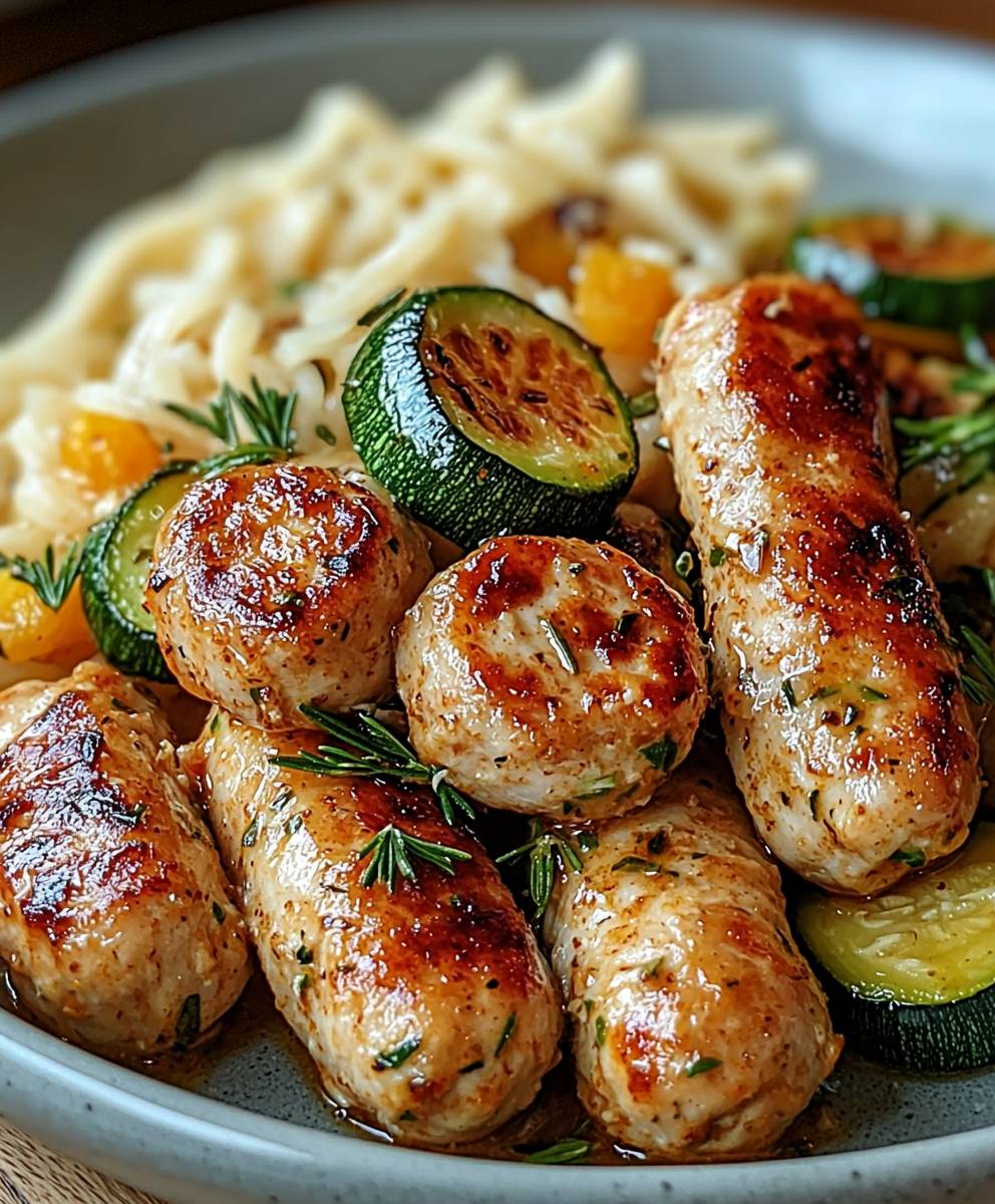 Chicken sausages zucchini