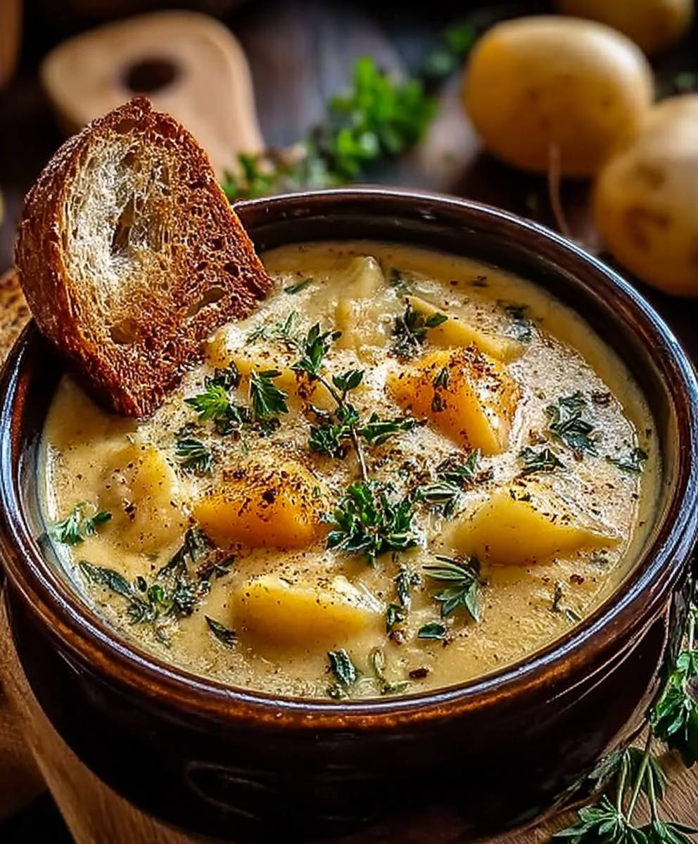 Cheddar Garlic Herb Potato Soup