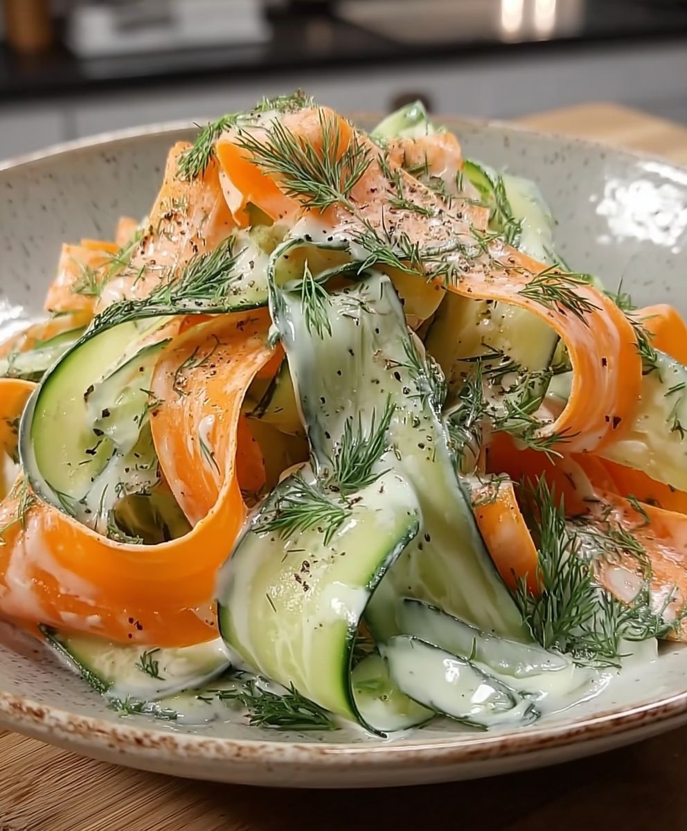 Carrot cucumber ribbon salad