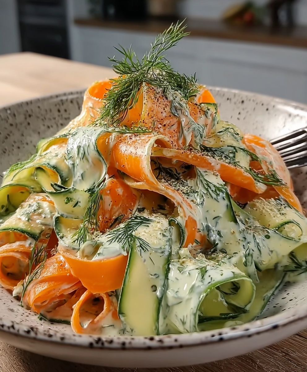 Carrot cucumber ribbon salad