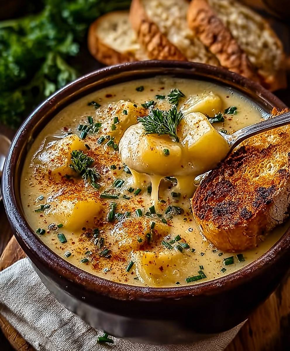Cheddar Garlic Herb Potato Soup