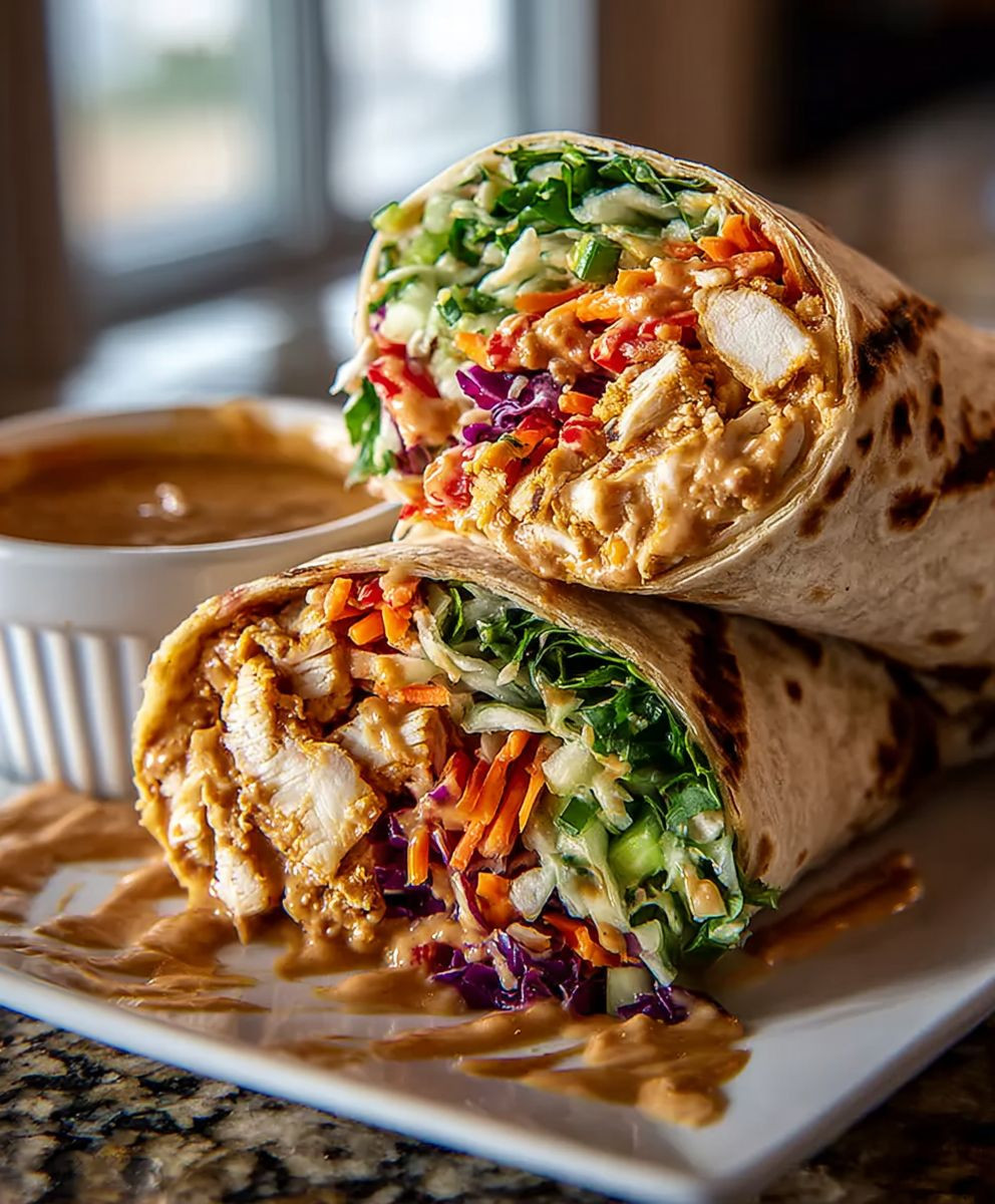 Thai Peanut Chicken Wraps