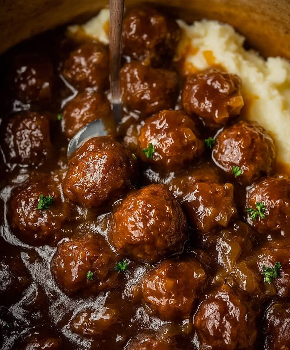 Slow Cooker Salisbury Steak Meatballs