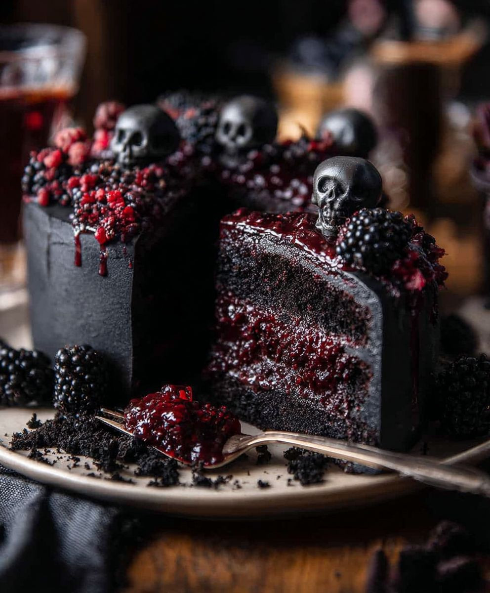 Black velvet Halloween cake