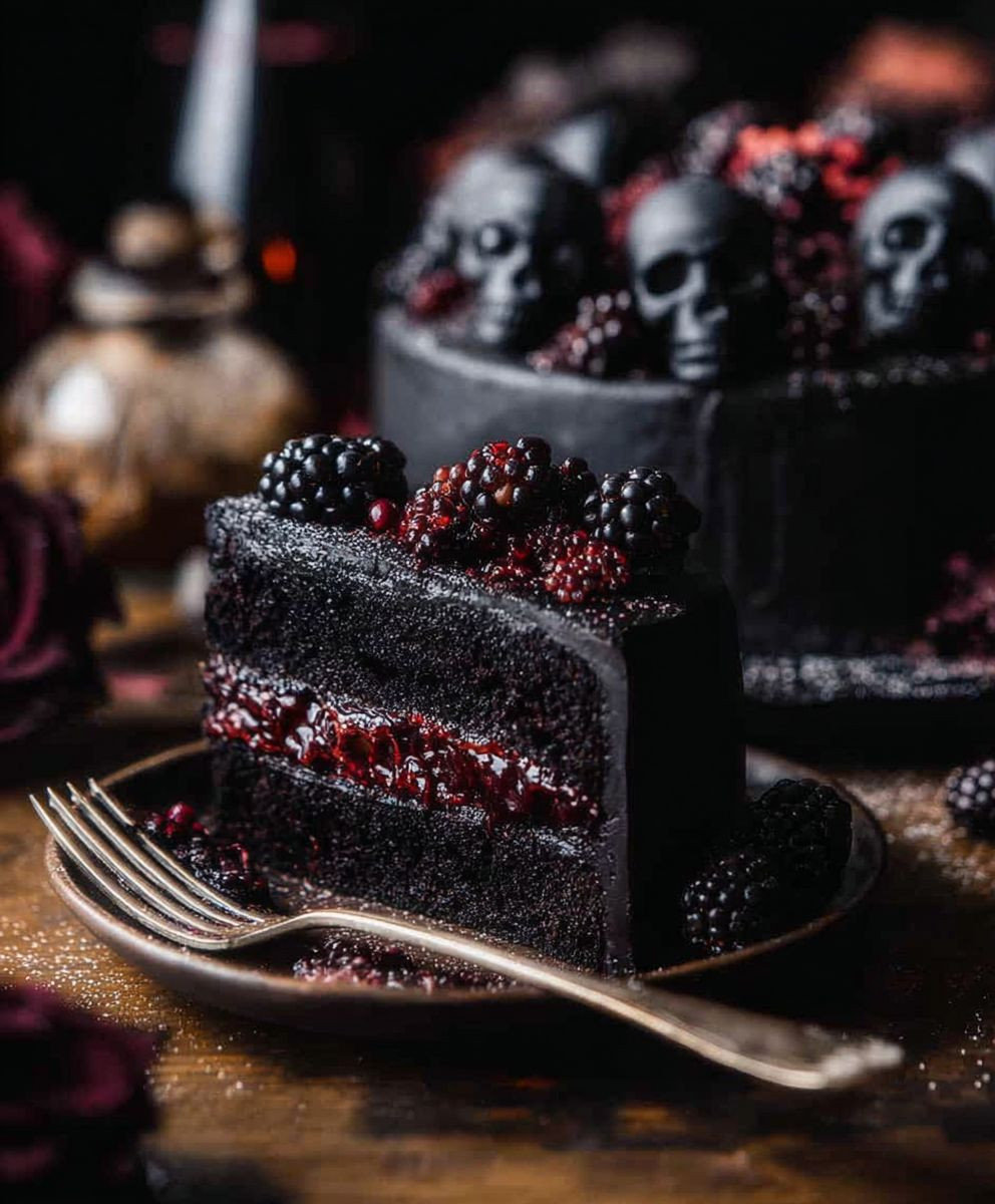 Black velvet Halloween cake