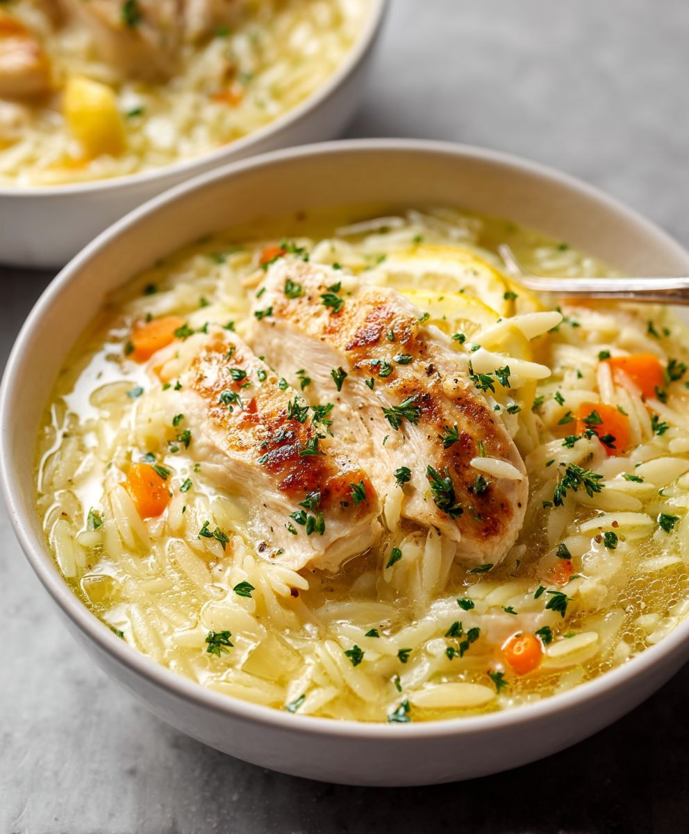 Lemon Chicken Orzo Soup